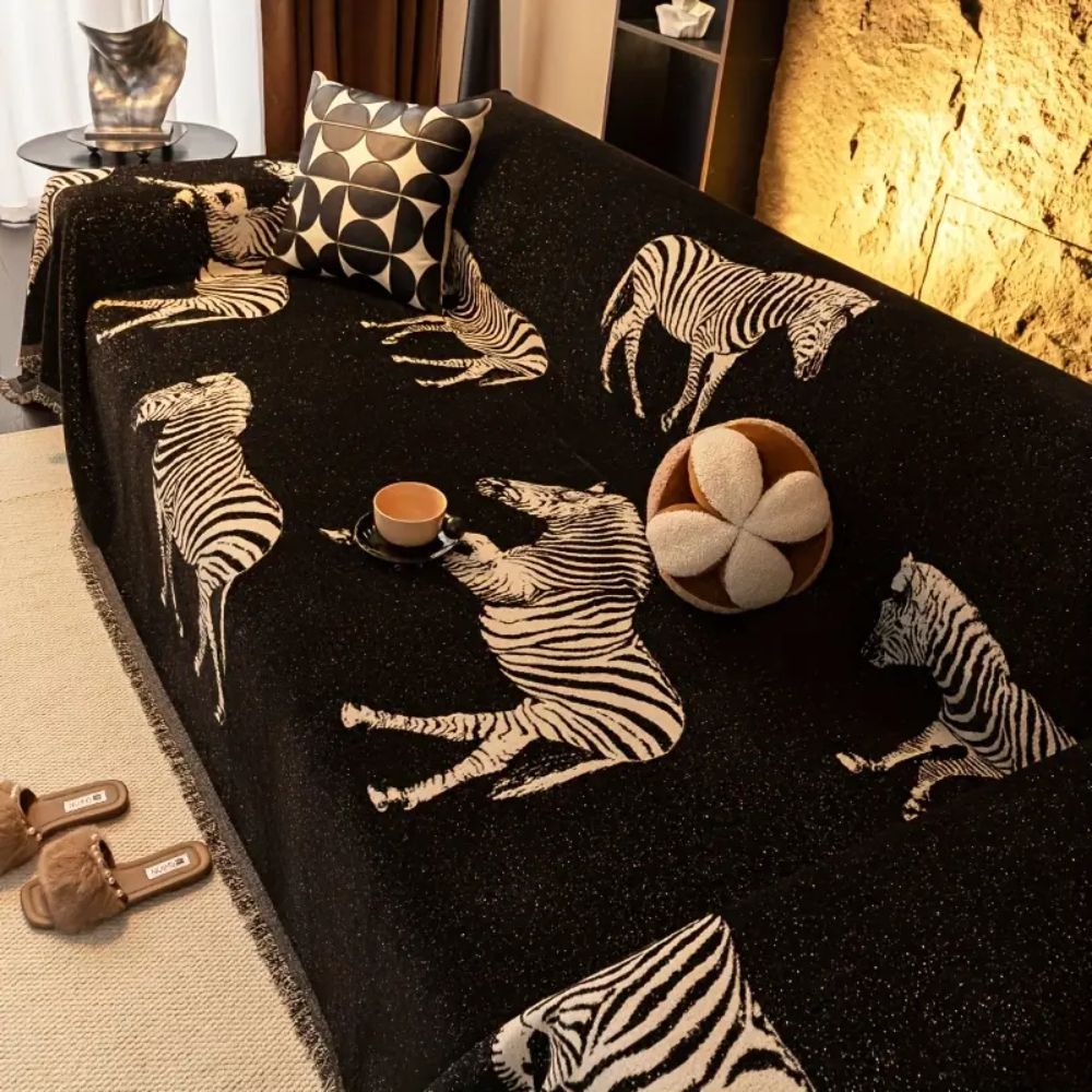Skorter | Black Stride Zebra Sofa Cover