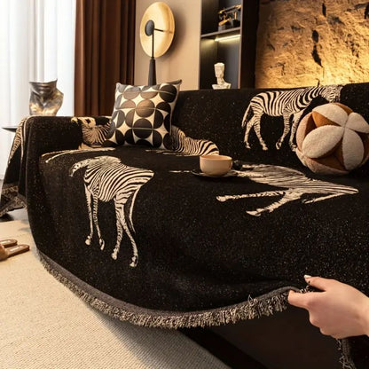 Skorter | Black Stride Zebra Sofa Cover