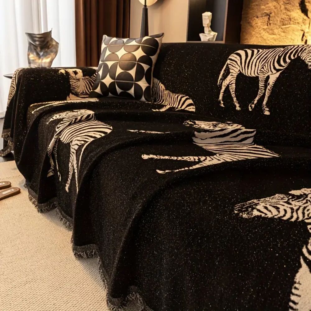 Skorter | Black Stride Zebra Sofa Cover