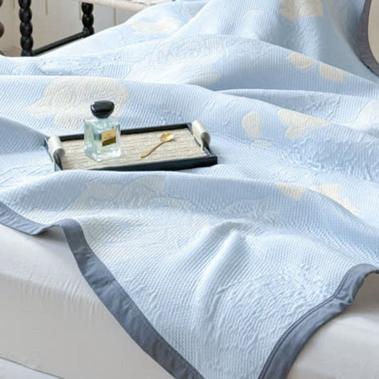 Skorter | Blue Rose Bloom Cotton Blanket