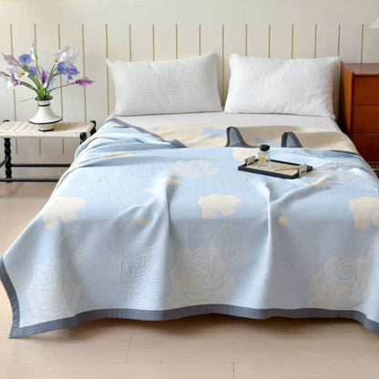 Skorter | Blue Rose Bloom Cotton Blanket