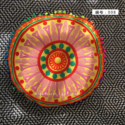 Skorter | Bohemian Tatami Cushions Sweet Cushion Fluffy Cushion Embroidered Futon Chair Cushion Round Fringe with Core Cushion Decorative