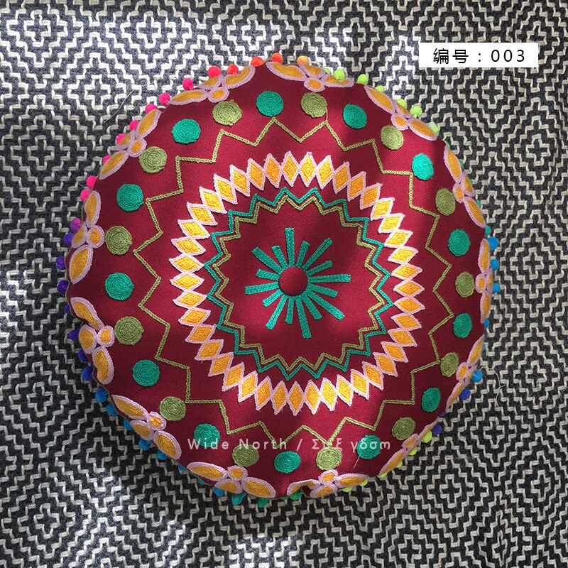 Skorter | Bohemian Tatami Cushions Sweet Cushion Fluffy Cushion Embroidered Futon Chair Cushion Round Fringe with Core Cushion Decorative