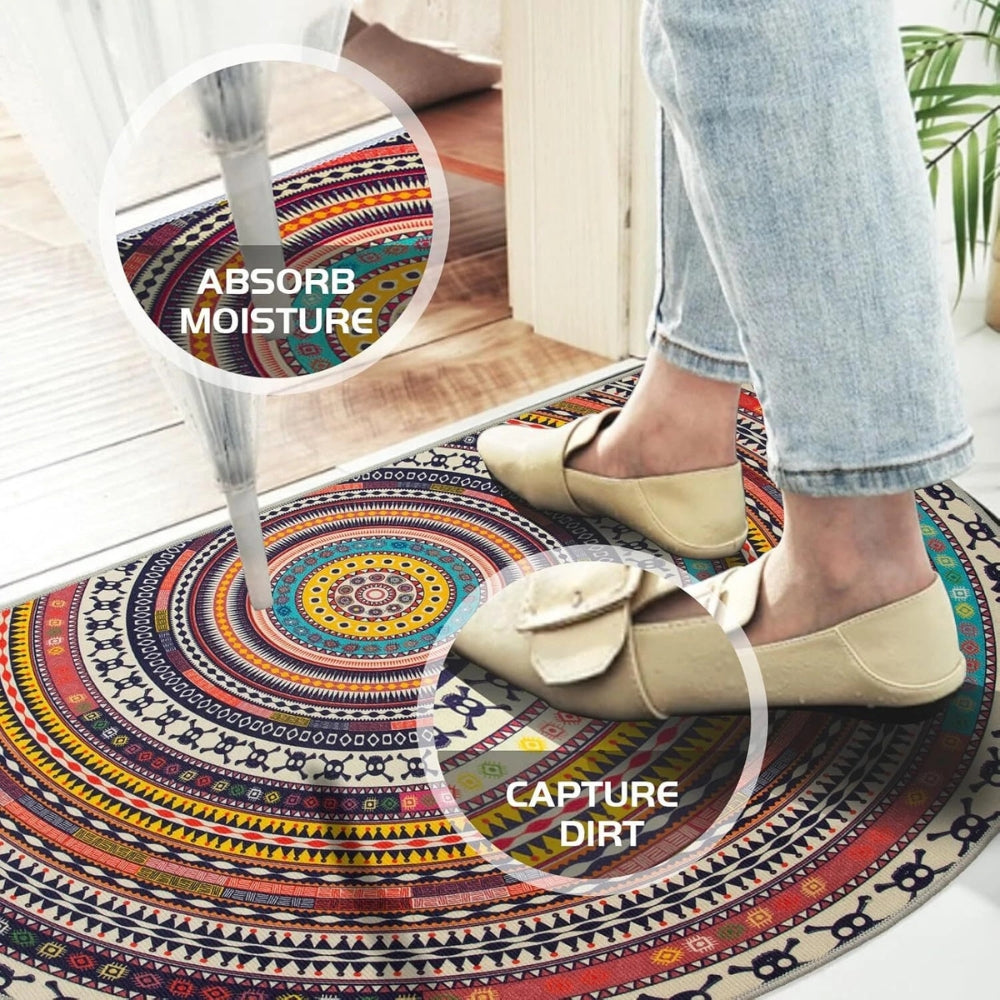 Skorter | Bohemian Half Round Mandala Rug
