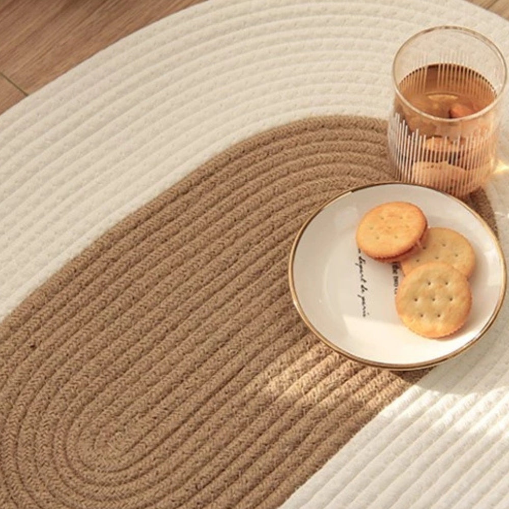 Skorter | Boho Braided Hemp Oval Rug