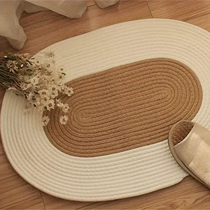 Skorter | Boho Braided Hemp Oval Rug