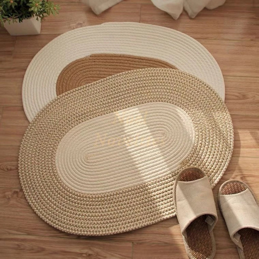Skorter | Boho Braided Hemp Oval Rug