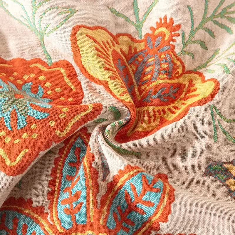 Skorter | Cotton Reversible Blanket with Jacquard and Boho Pattern