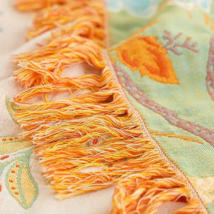 Skorter | Cotton Reversible Blanket with Jacquard and Boho Pattern