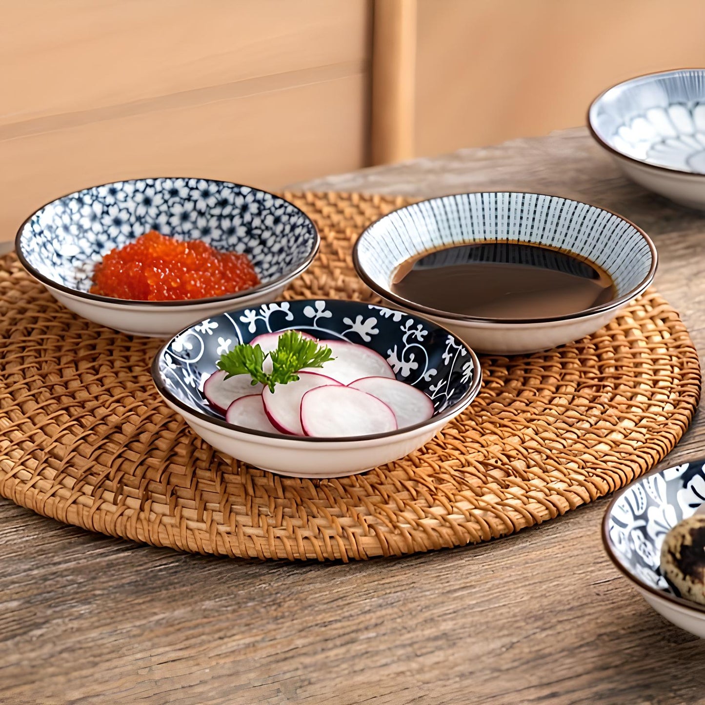 Skorter 6 porcelain sauce bowls - Flower motif