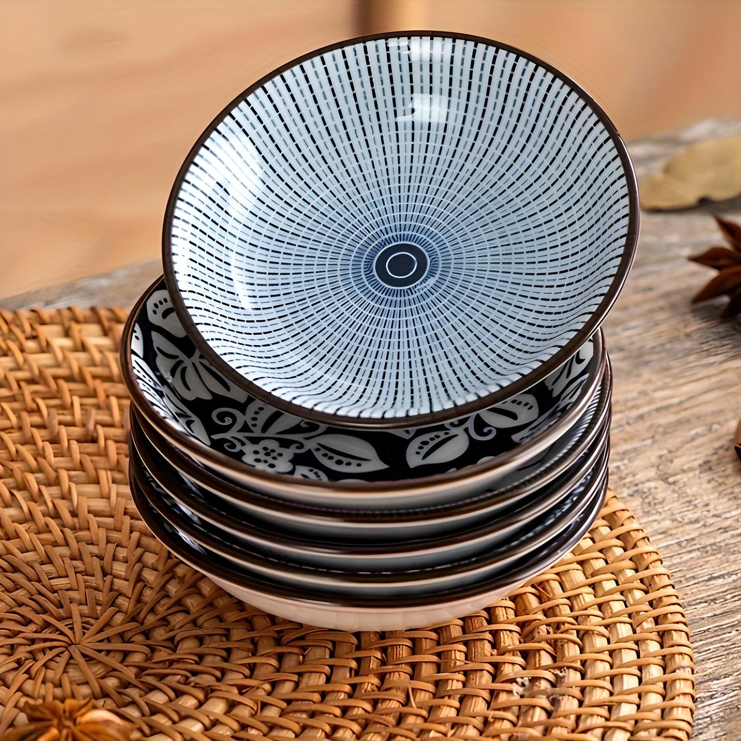 Skorter 6 porcelain sauce bowls - Flower motif