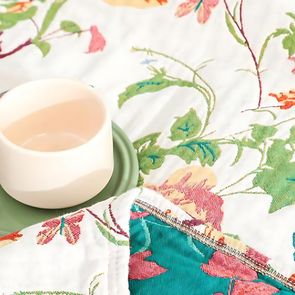 Skorter | Botanic Bluebird Reversible Cotton Blanket