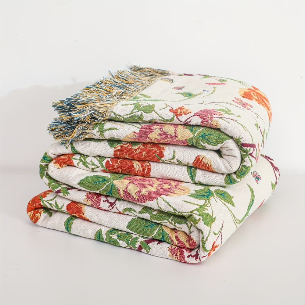 Skorter | Botanic Bluebird Reversible Cotton Blanket