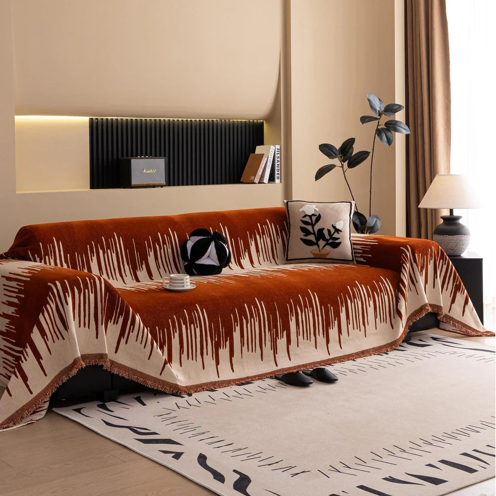 Skorter | Brushstroke Vertical Pattern Chenille Sofa Cover