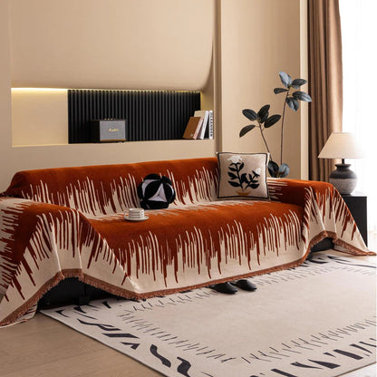 Skorter | Brushstroke Vertical Pattern Chenille Sofa Cover