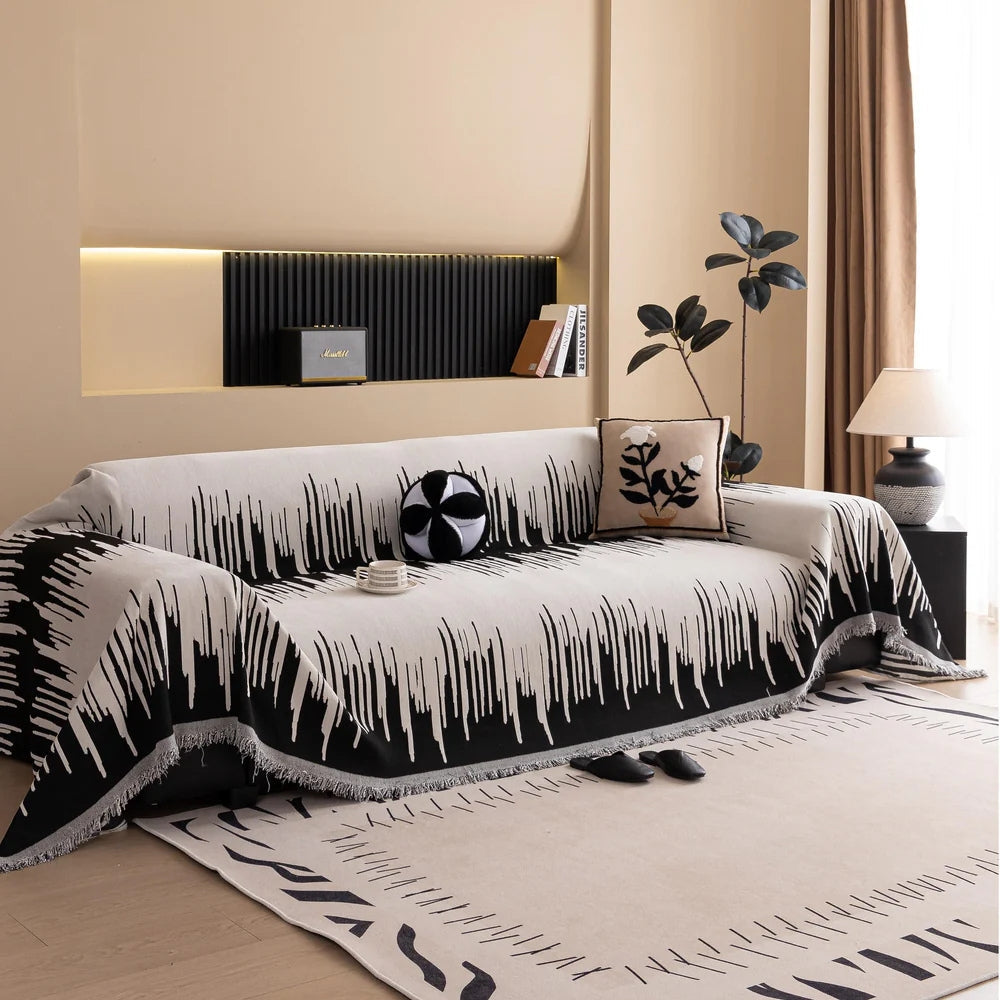 Skorter | Brushstroke Vertical Pattern Chenille Sofa Cover