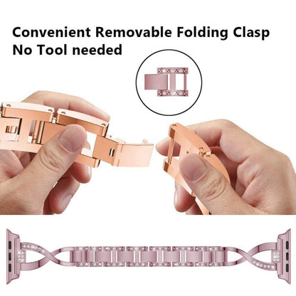 Skorter | Colorful Diamond Stainless Steel Bracelet for Apple Watch Series 7 41mm / 6 & SE & 5 & 4 40mm / 3 & 2 & 1 38mm (Purple)