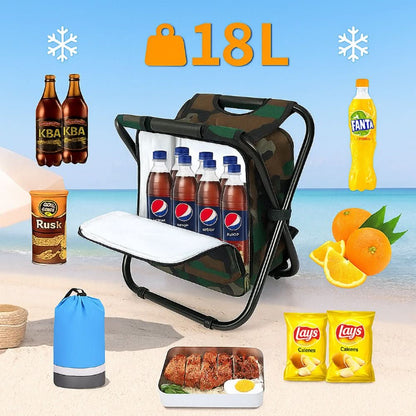 Skorter | 3-in-1 Backpack with Folding Chair & Cooler Compartment for Outdoor Adventures