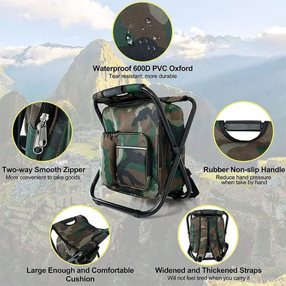 Skorter | 3-in-1 Backpack with Folding Chair & Cooler Compartment for Outdoor Adventures