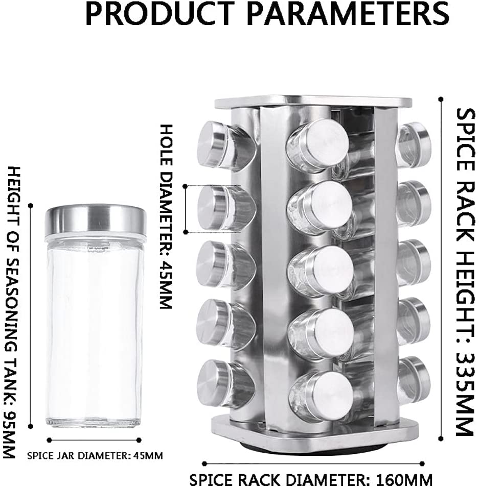 Skorter | Rack Stand Carousel Rotating Glass Round 20 Jars