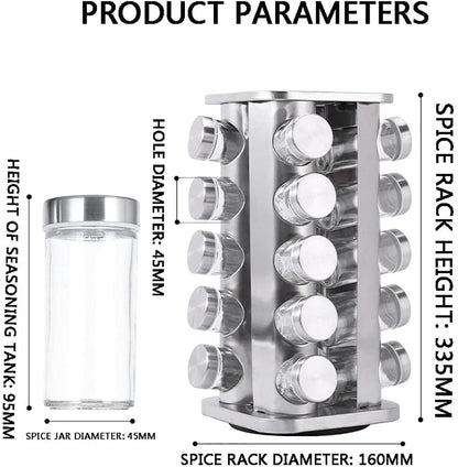 Skorter | Rack Stand Carousel Rotating Glass Round 20 Jars