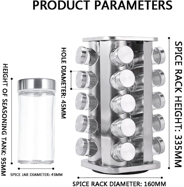 Skorter | Rack Stand Carousel Rotating Glass Round 20 Jars