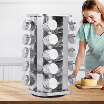 Skorter | Rack Stand Carousel Rotating Glass Round 20 Jars