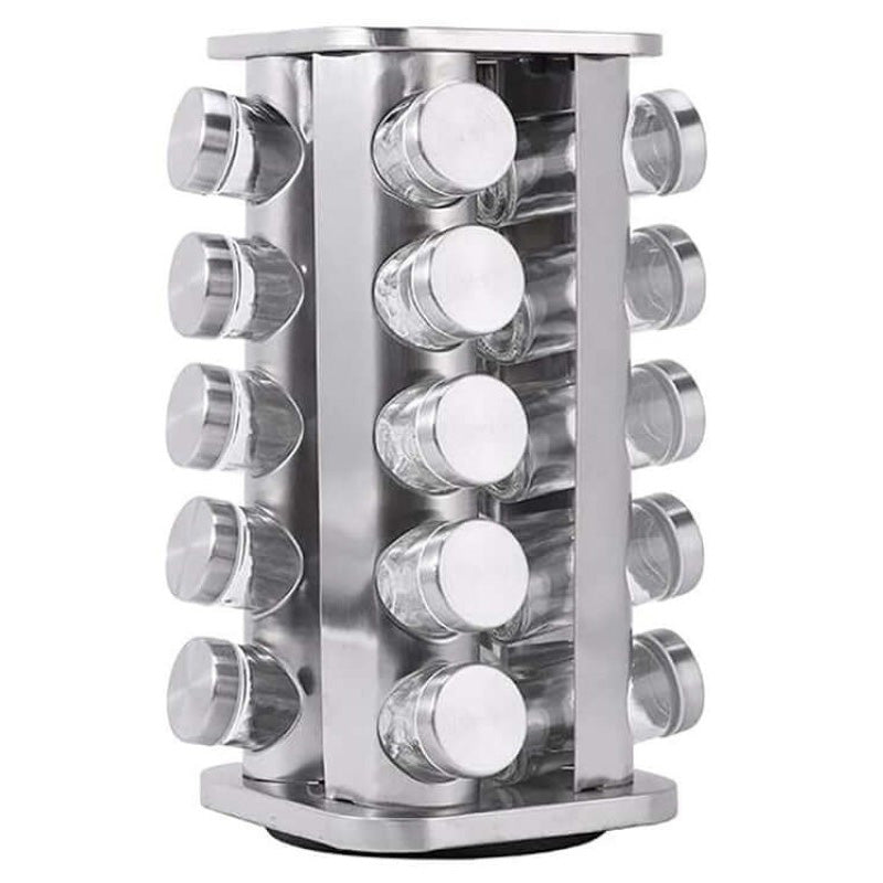 Skorter | Rack Stand Carousel Rotating Glass Round 20 Jars