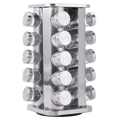 Skorter | Rack Stand Carousel Rotating Glass Round 20 Jars