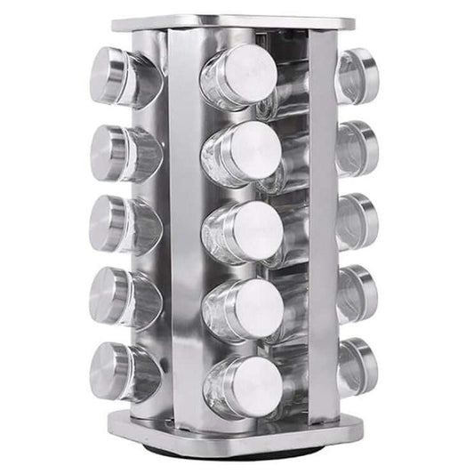 Skorter | Rack Stand Carousel Rotating Glass Round 20 Jars