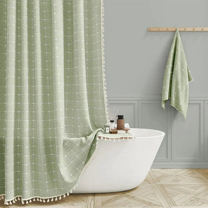 Skorter | Boho-Linen Shower Curtain with Tassels