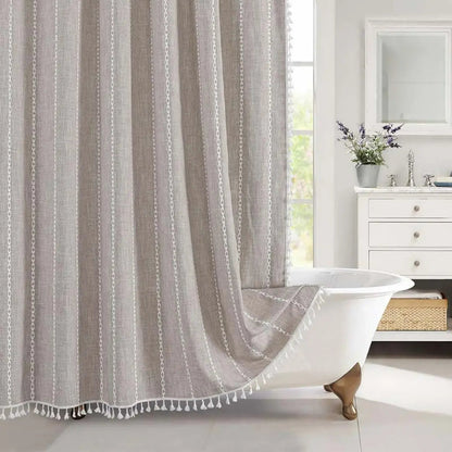 Skorter | Boho-Linen Shower Curtain with Tassels