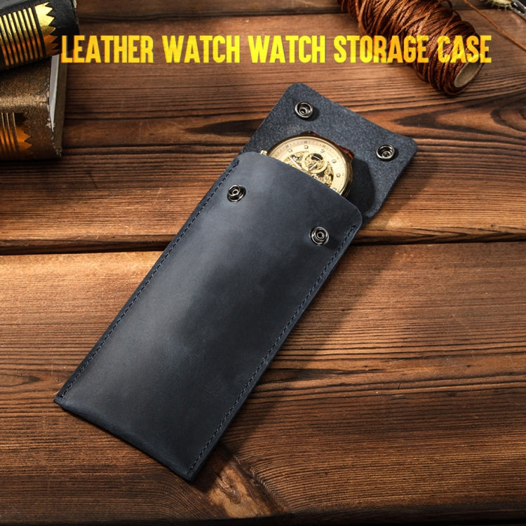 Skorter | CONTACT FAMILY CF1110 Universal Crazy Horse Leather Watch Protective Case Storage Bag for Apple Watch (Blue)