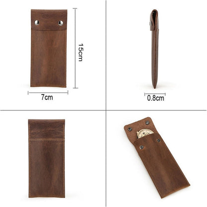 Skorter | CONTACT FAMILY CF1110 Universal Crazy Horse Leather Watch Protection Case Storage Pouch for Apple Watch (Brown)