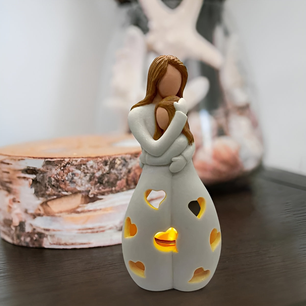 Skorter | Embracing Mother Daughter Figure Flickering Candle Holder - LoveGlow