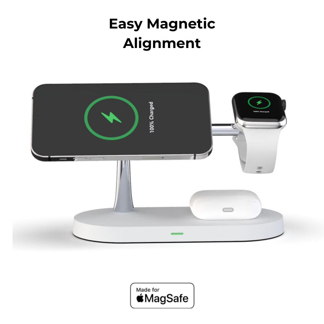 Skorter | 4-in-1 Wireless Charging Station - Magnetic Qi Charger for Phone, Watch & Earbuds