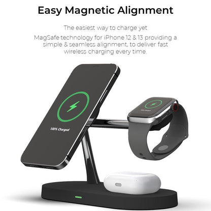 Skorter | 4-in-1 Wireless Charging Station - Magnetic Qi Charger for Phone, Watch & Earbuds
