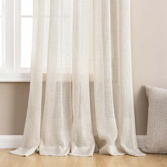 Skorter | Eden Soft Woven Texture Sheer Curtains Linen Linen Tulle