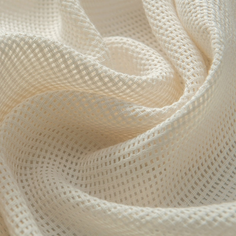 Skorter | Bella Checked Weave Structure Sheer Curtains Soft Tulle