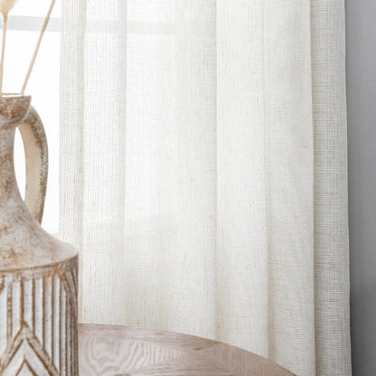 Skorter | Bella Checked Weave Structure Sheer Curtains Soft Tulle