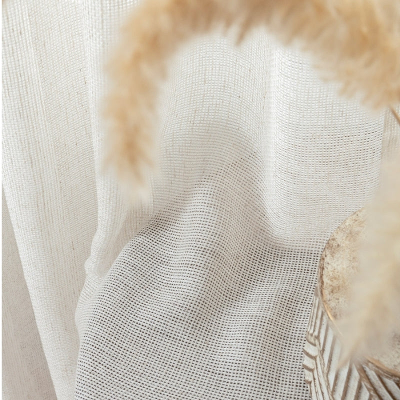 Skorter | Bella Checked Weave Structure Sheer Curtains Soft Tulle