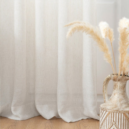 Skorter | Bella Checked Weave Structure Sheer Curtains Soft Tulle