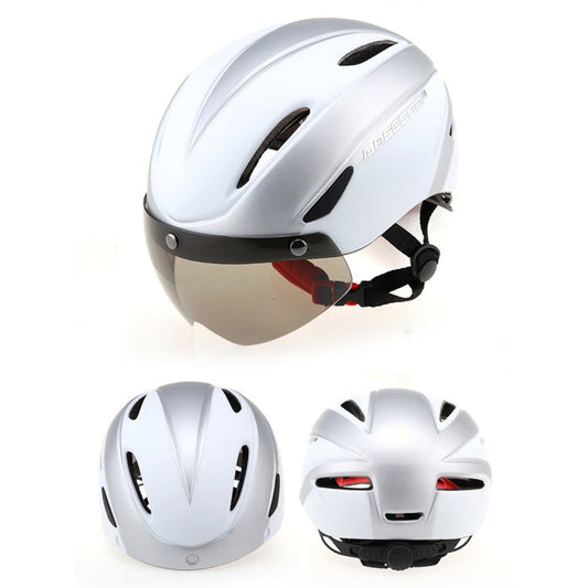 Skorter | Base Camp Colorful Men and Women Road Mountain Bike Magnetic Goggles Helmets Riding Safety Helmet Head Circumference Fit for 56-62cm(Silver)