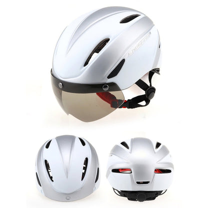 Skorter | Base Camp Colorful Men and Women Road Mountain Bike Magnetic Goggles Helmets Riding Safety Helmet Head Circumference Fit for 56-62cm(Silver)