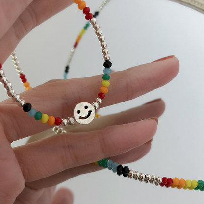 Skorter | Colorful Beaded Necklace With Happy Face