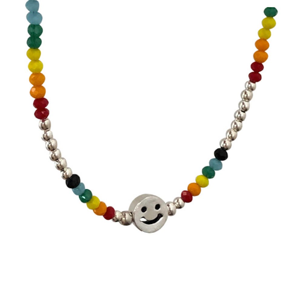 Skorter | Colorful Beaded Necklace With Happy Face
