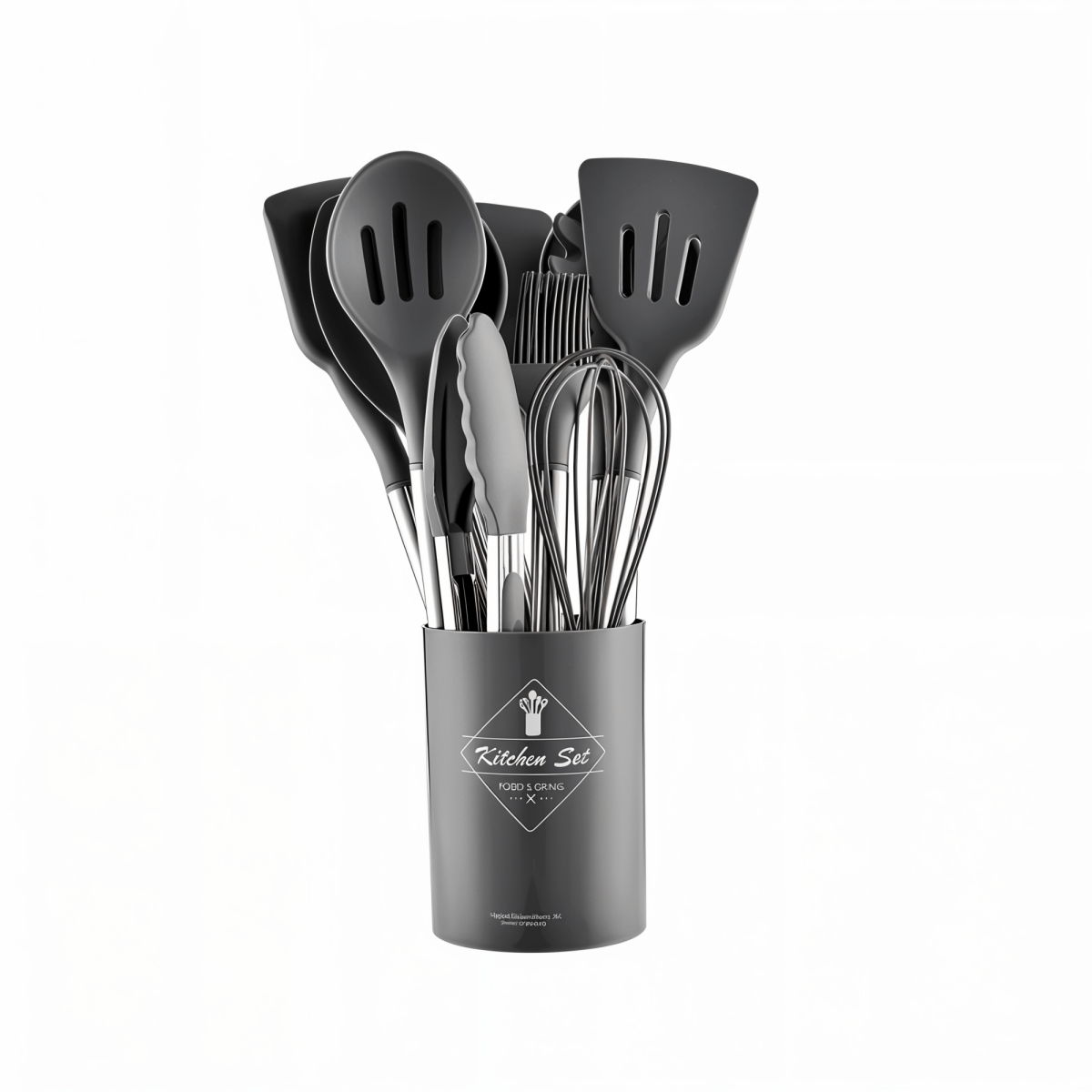 Skorter | 12-piece silicone kitchen utensils set with stainless steel handles