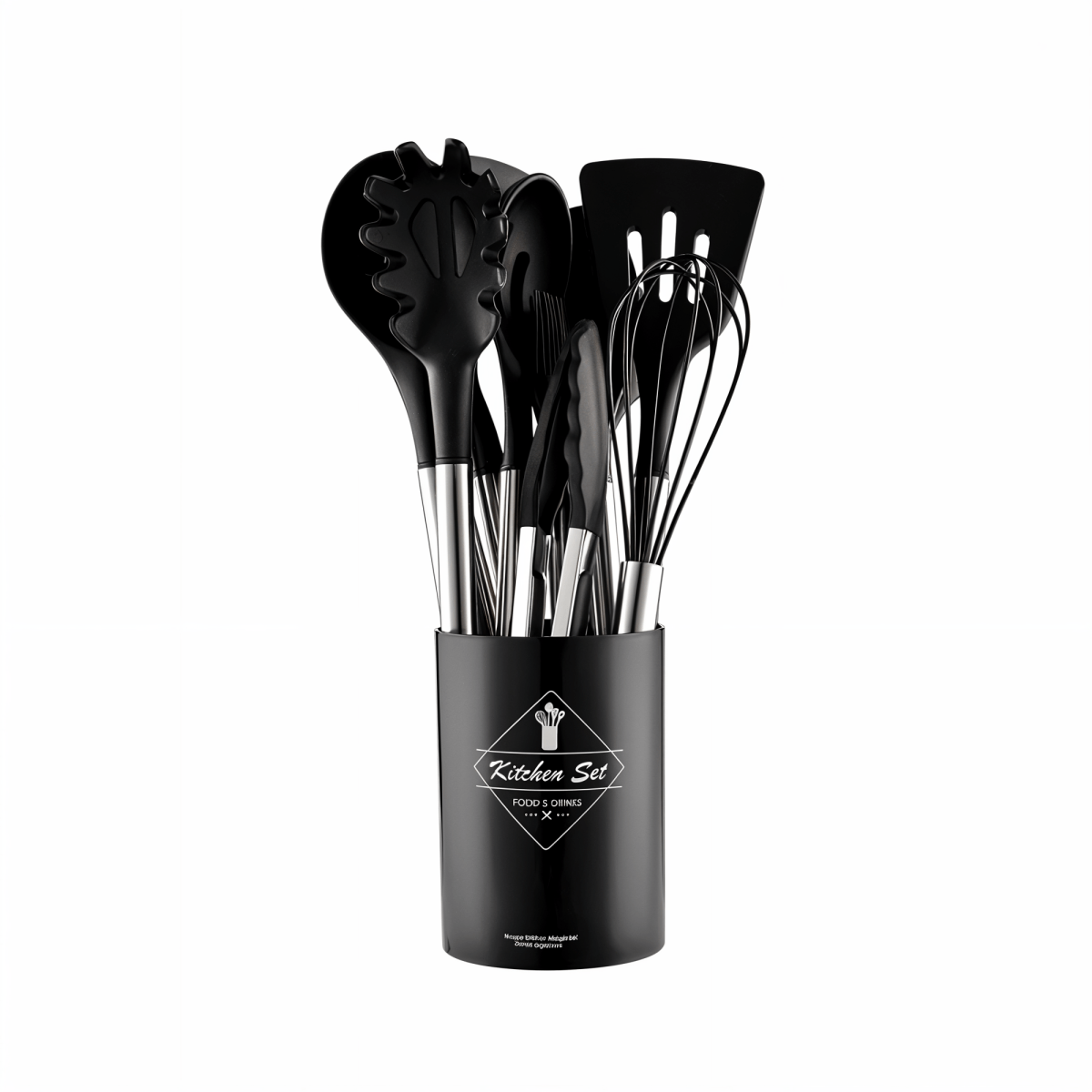 Skorter | 12-piece silicone kitchen utensils set with stainless steel handles