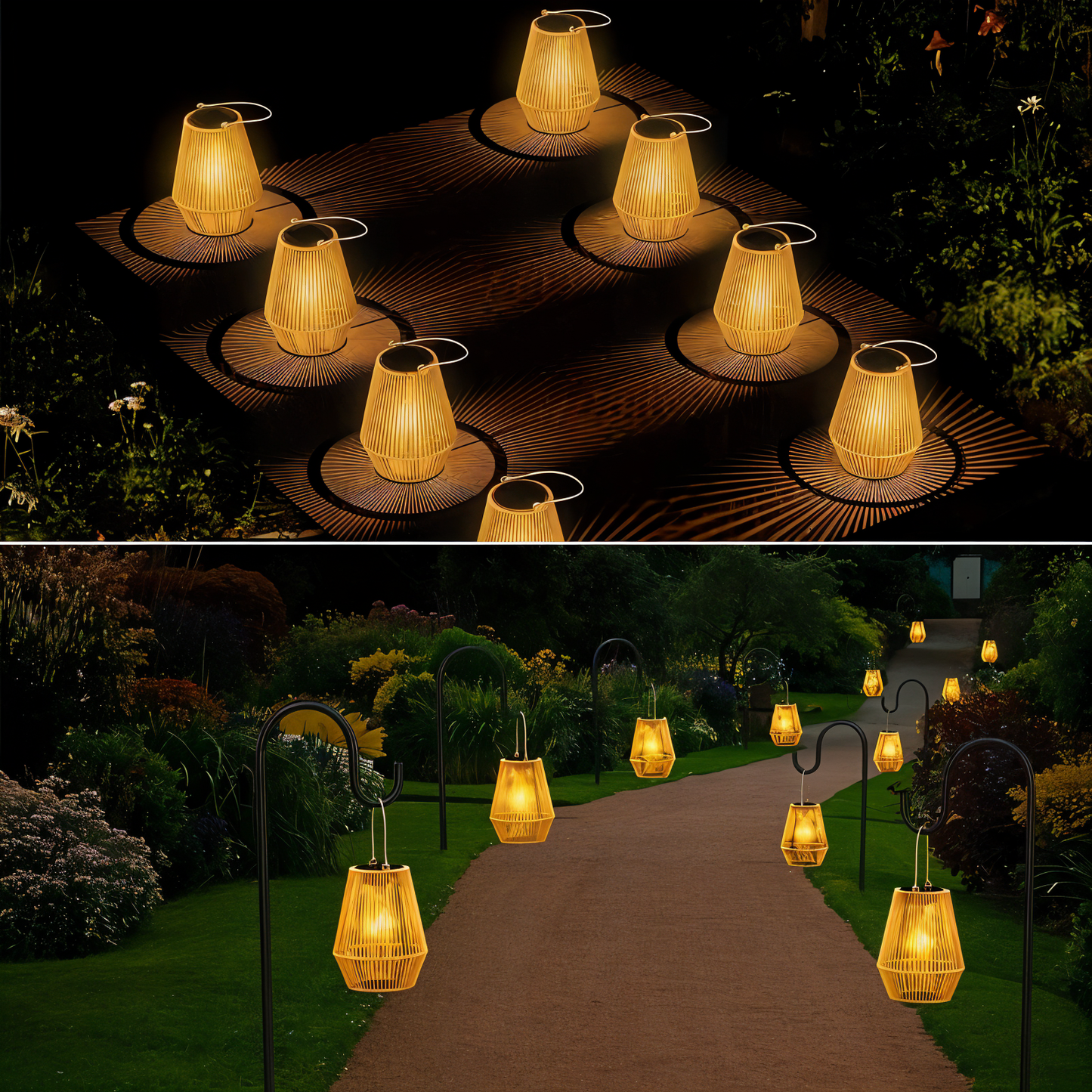Skorter | CageRattan – Bamboo Solar Garden Light – Waterproof Hanging Lantern
