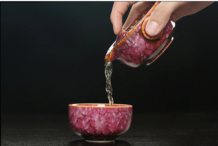 Skorter | Ceramic Gaiwan Set kuai ke Tea Set Camping Kung Fu Tea Set 1 Teapot 1 Cup Travel Teapot Coffee Cup Water Mug Office Kettle Drinking Utensils